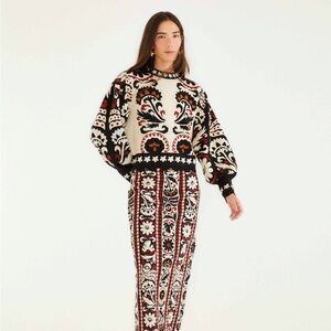 FARM Rio Stripes Winter Tapestry Knit Sweater